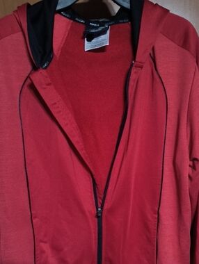 AND1 Red Hooded Lightweight Zip-Up Jacket with Black Trim